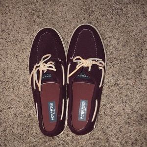 Maroon Sperry boat shoes